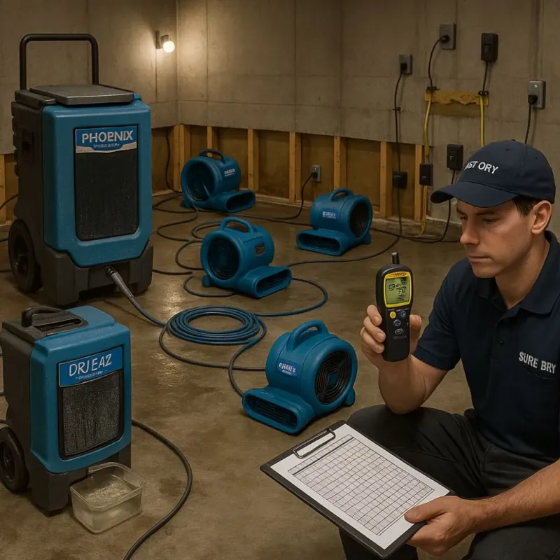 Structural Drying and Dehumidification process in Saybrook Manor, CT